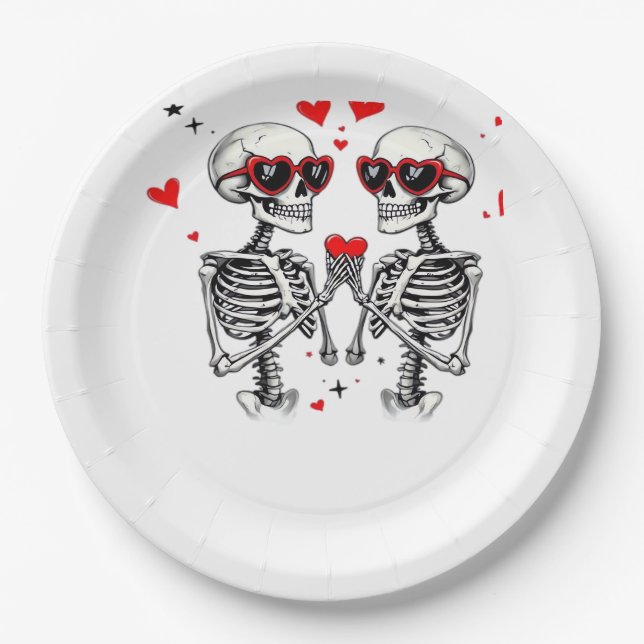 Skeleton Heart Hands For Trending Paper Plate (Front)