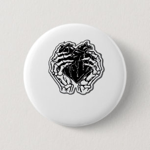 Skeleton Heart Hands Funny 6 Cm Round Badge