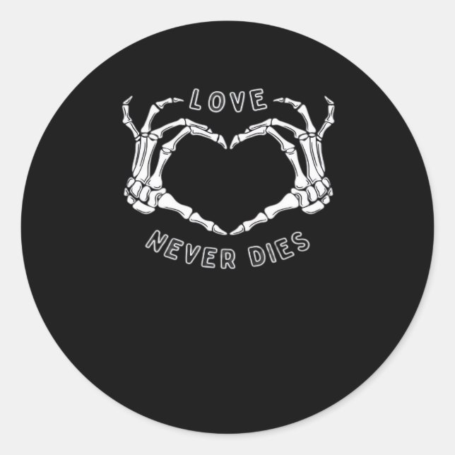 Skeleton Heart Hands Funny & Classic Classic Round Sticker (Front)