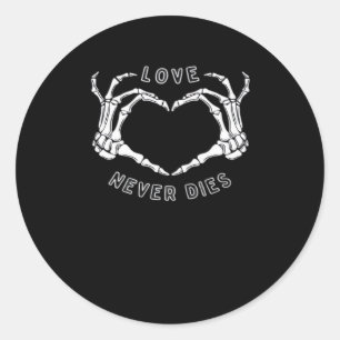 Skeleton Heart Hands Funny & Classic Round Sticker