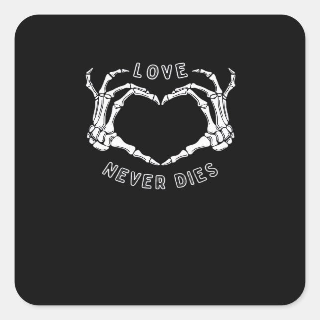 Skeleton Heart Hands Funny & Classic Square Sticker (Front)