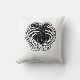 Skeleton Heart Hands Funny Cushion