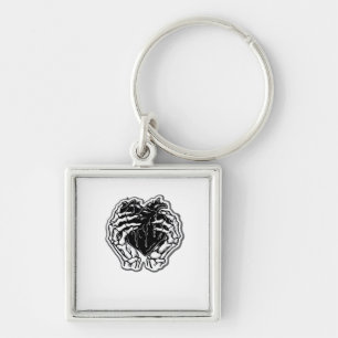Skeleton Heart Hands Funny Key Ring