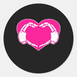 Skeleton Heart Hands Gothic Classic Look Classic Round Sticker
