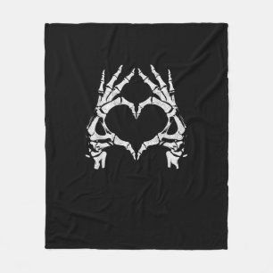 Skeleton Heart Hands - Halloween - Skeleton Hands  Fleece Blanket
