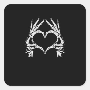Skeleton Heart Hands - Halloween - Skeleton Hands Square Sticker