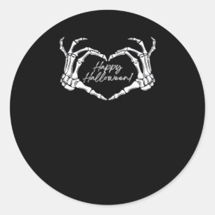 Skeleton Heart Hands, Happy Halloween Skeleton, Ha Classic Round Sticker