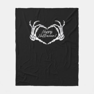 Skeleton Heart Hands, Happy Halloween Skeleton, Ha Fleece Blanket