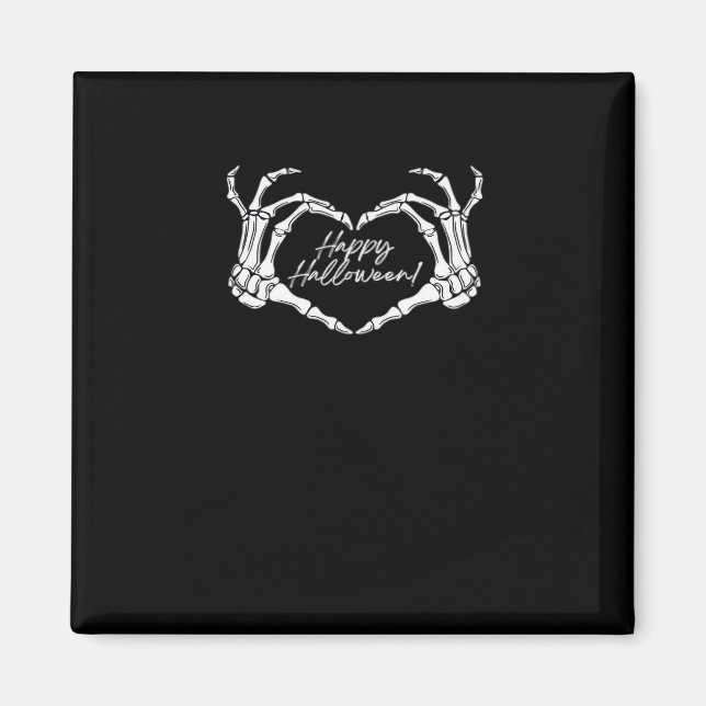 Skeleton Heart Hands, Happy Halloween Skeleton, Ha Magnet (Front)