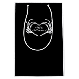 Skeleton Heart Hands, Happy Halloween Skeleton, Ha Medium Gift Bag