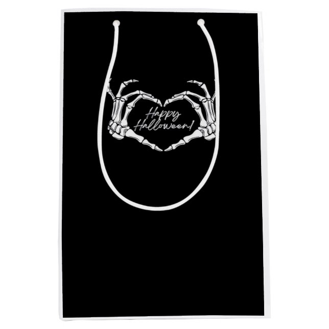 Skeleton Heart Hands, Happy Halloween Skeleton, Ha Medium Gift Bag (Front)