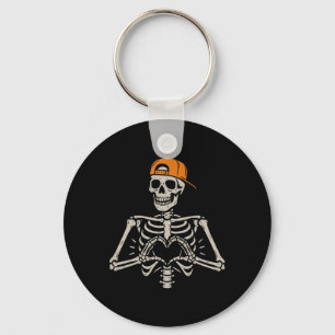 Skeleton Heart Hands Pose Halloween Love Funny Men Key Ring