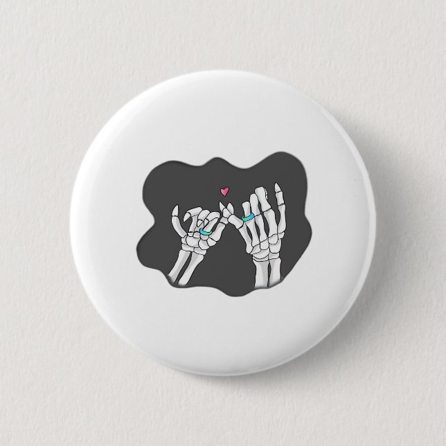 Skeleton Heart Hands  Promise 6 Cm Round Badge (Front)
