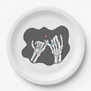Skeleton Heart Hands Promise Symbolic Feeling Paper Plate