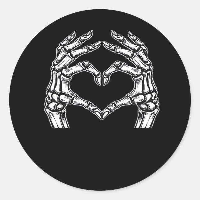 Skeleton Heart Hands Sign Halloween Costume Basic  Classic Round Sticker (Front)