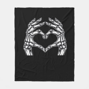 Skeleton Heart Hands Sign Halloween Costume Basic  Fleece Blanket