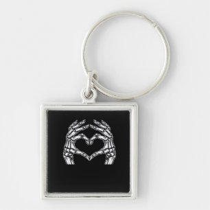 Skeleton Heart Hands Sign Halloween Costume Basic Key Ring