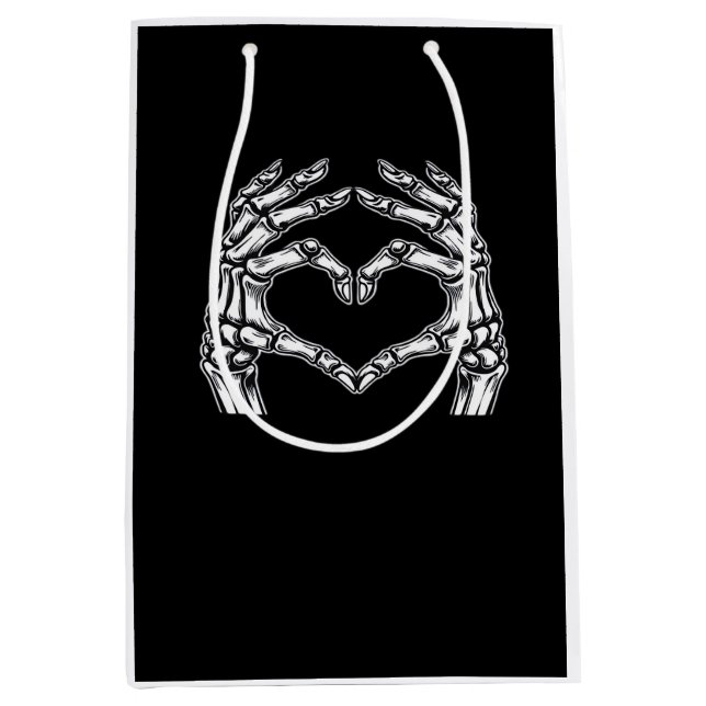 Skeleton Heart Hands Sign Halloween Costume Basic  Medium Gift Bag (Front)