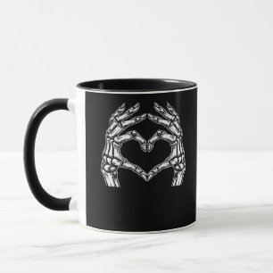 Skeleton Heart Hands Sign Halloween Costume Basic Mug