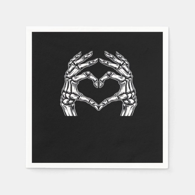 Skeleton Heart Hands Sign Halloween Costume Basic  Napkin (Front)