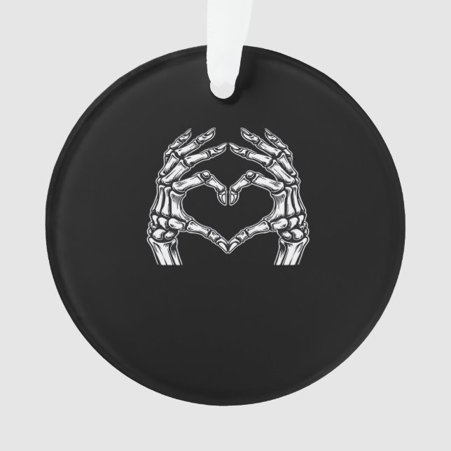 Skeleton Heart Hands Sign Halloween Costume Basic  Ornament (Front)