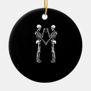 Skeleton Heart Hands Sign Halloween Costume Classi Ceramic Tree Decoration