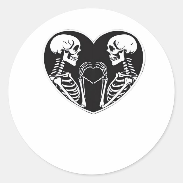 Skeleton Heart Hands Sign Halloween Costume Retro  Classic Round Sticker (Front)