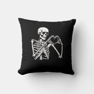 Skeleton Heart Hands Sign Halloween Costume Retro  Cushion