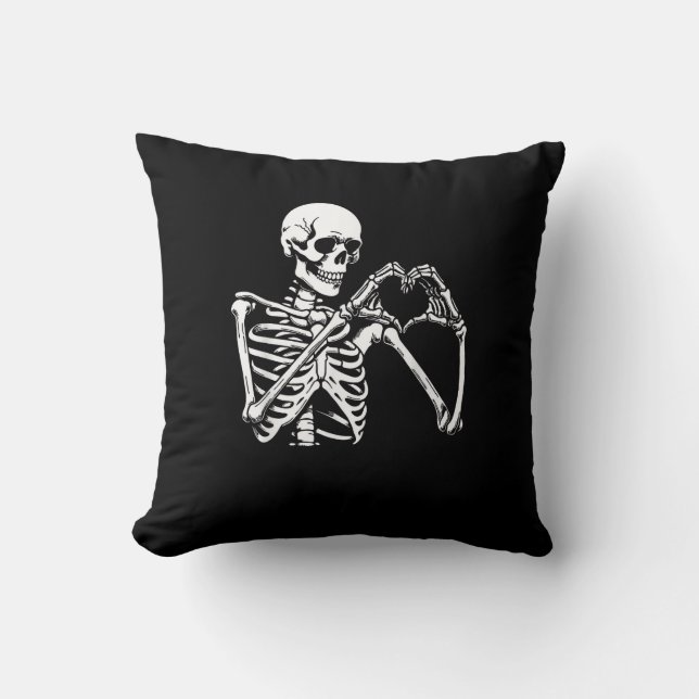 Skeleton Heart Hands Sign Halloween Costume Retro  Cushion (Front)