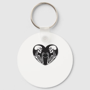 Skeleton Heart Hands Sign Halloween Costume Retro Key Ring