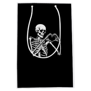 Skeleton Heart Hands Sign Halloween Costume Retro Medium Gift Bag