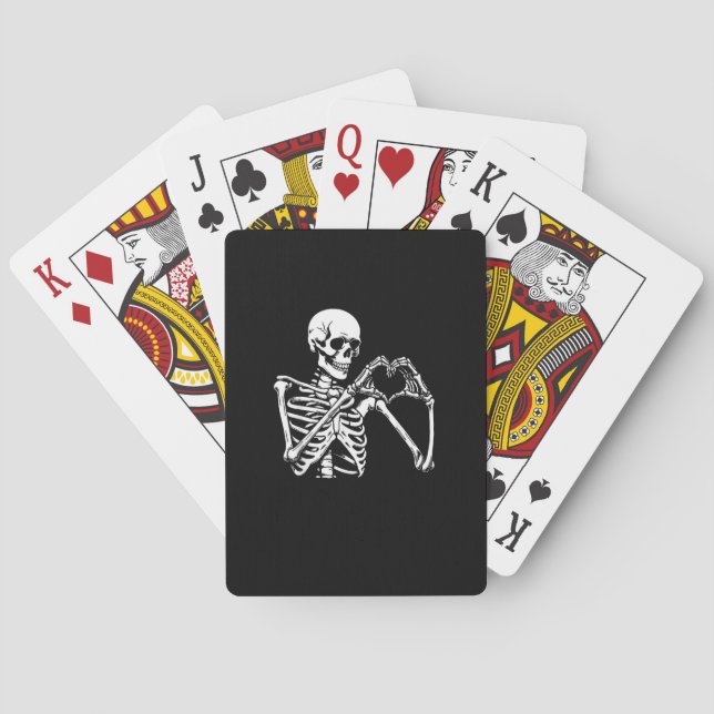 Skeleton Heart Hands Sign Halloween Costume Retro  Playing Cards (Back)