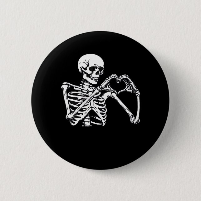 Skeleton Heart Hands Sign Halloween Costume Trendi 6 Cm Round Badge (Front)