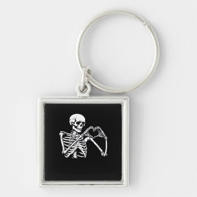 Skeleton Heart Hands Sign Halloween Costume Trendi Key Ring (Front)