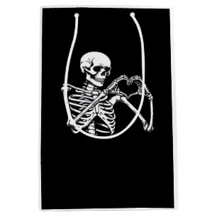 Skeleton Heart Hands Sign Halloween Costume Trendi Medium Gift Bag