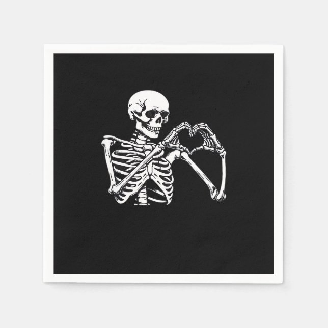 Skeleton Heart Hands Sign Halloween Costume Trendi Napkin (Front)