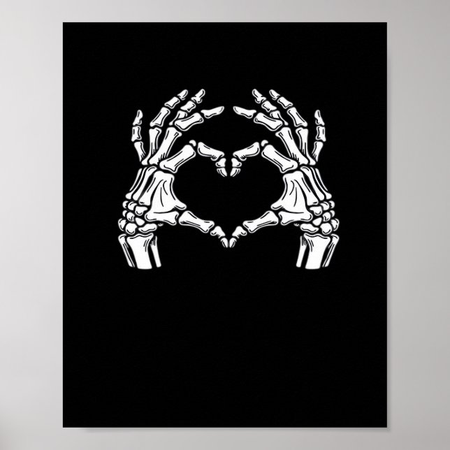Skeleton Heart Hands Sign Halloween Costume Viral  (Front)