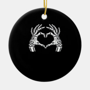 Skeleton Heart Hands Sign Halloween Costume Viral  Ceramic Tree Decoration