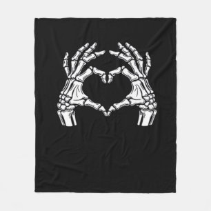 Skeleton Heart Hands Sign Halloween Costume Viral  Fleece Blanket