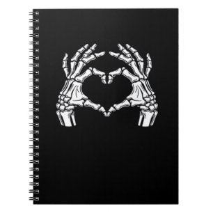 Skeleton Heart Hands Sign Halloween Costume Viral Notebook