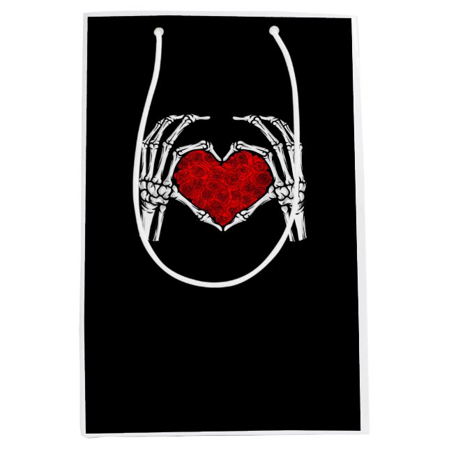 Skeleton Heart Hands Sign Valentine's Day Cute Hea Medium Gift Bag (Front)