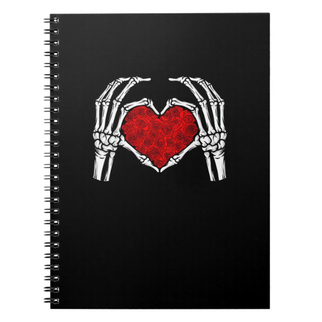 Skeleton Heart Hands Sign Valentine's Day Cute Hea Notebook (Front)