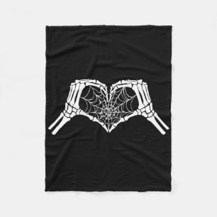 Skeleton Heart Hands Spiderweb Halloween Spooky Lo Fleece Blanket