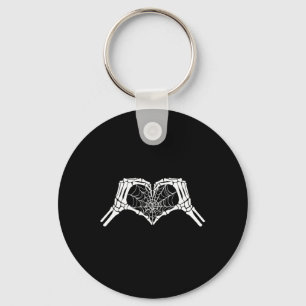 Skeleton Heart Hands Spiderweb Halloween Spooky Lo Key Ring