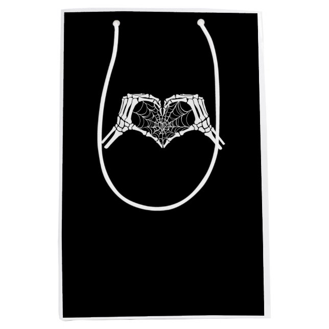 Skeleton Heart Hands Spiderweb Halloween Spooky Wo Medium Gift Bag (Front)