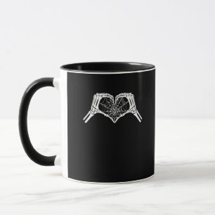 Skeleton Heart Hands Spiderweb Halloween Spooky Wo Mug