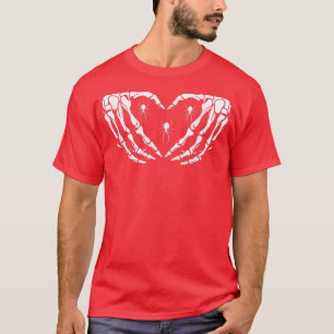 Skeleton Heart Hands Spooky Spiders T-Shirt