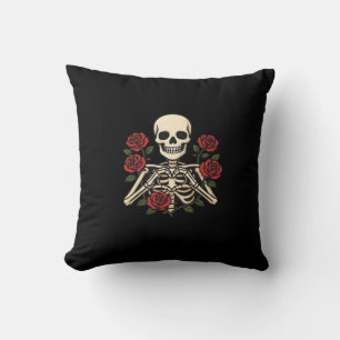 Skeleton Heart Hands With Red Roses – Romantic Got Cushion