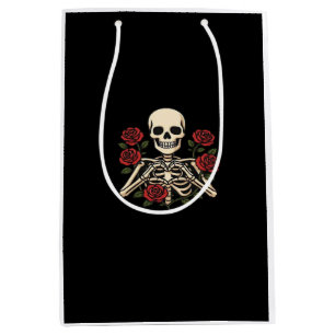 Skeleton Heart Hands With Red Roses – Romantic Got Medium Gift Bag