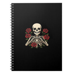 Skeleton Heart Hands With Red Roses – Romantic Got Notebook